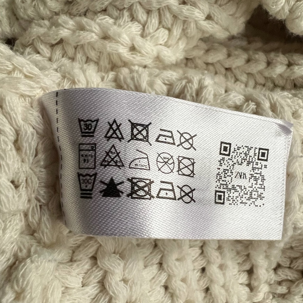 🔥 FINAL SALE $35 Zara Varsity Collegiate Chunky Loop Knit Cream Cardigan Sweater - Picture 13 of 15